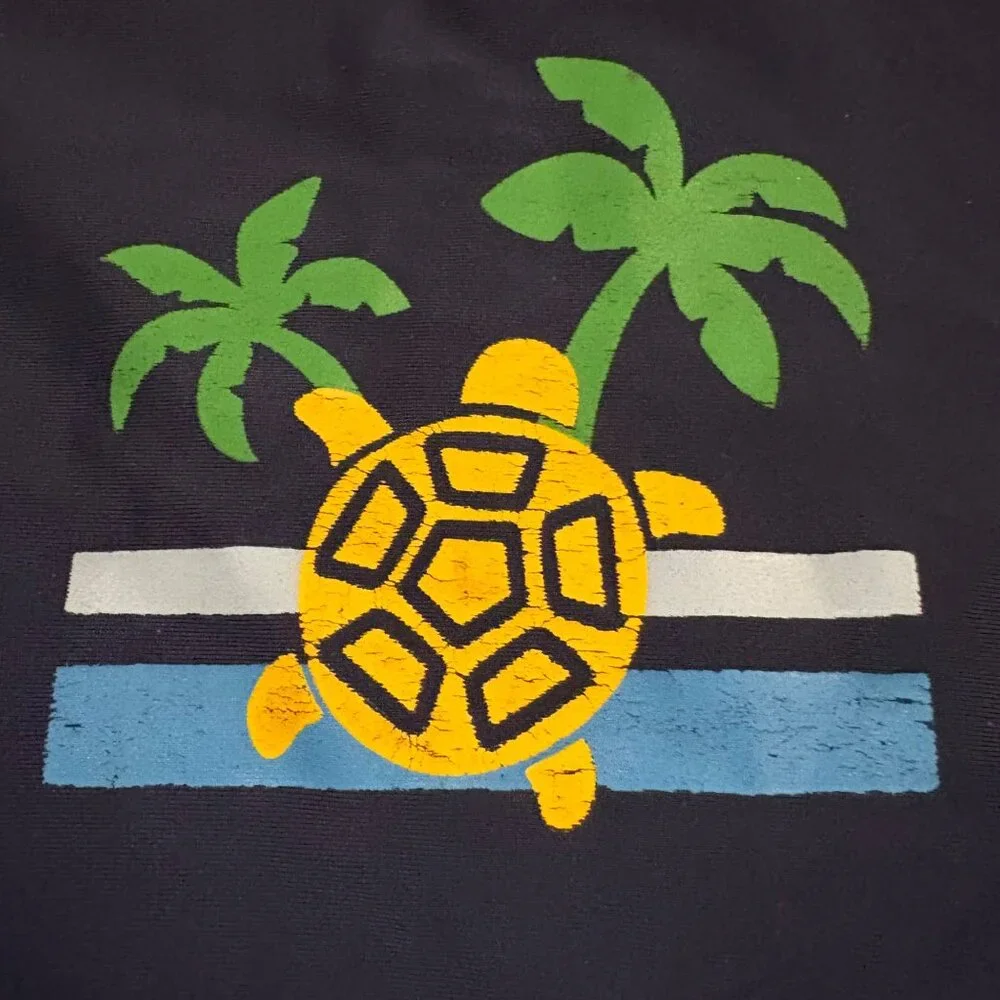 OshKosh BGosh 18MO Boys‎ Swim Shirt Turtle Palm Tree Graphic Navy Rash Guard Top